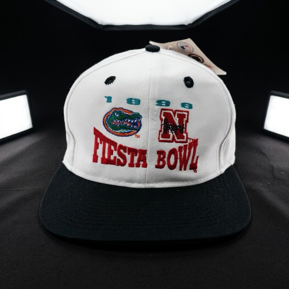 Vintage 1996 Fiesta Bowl Snapback Hat NWT Nebraska Florida Gators Logo 7 White